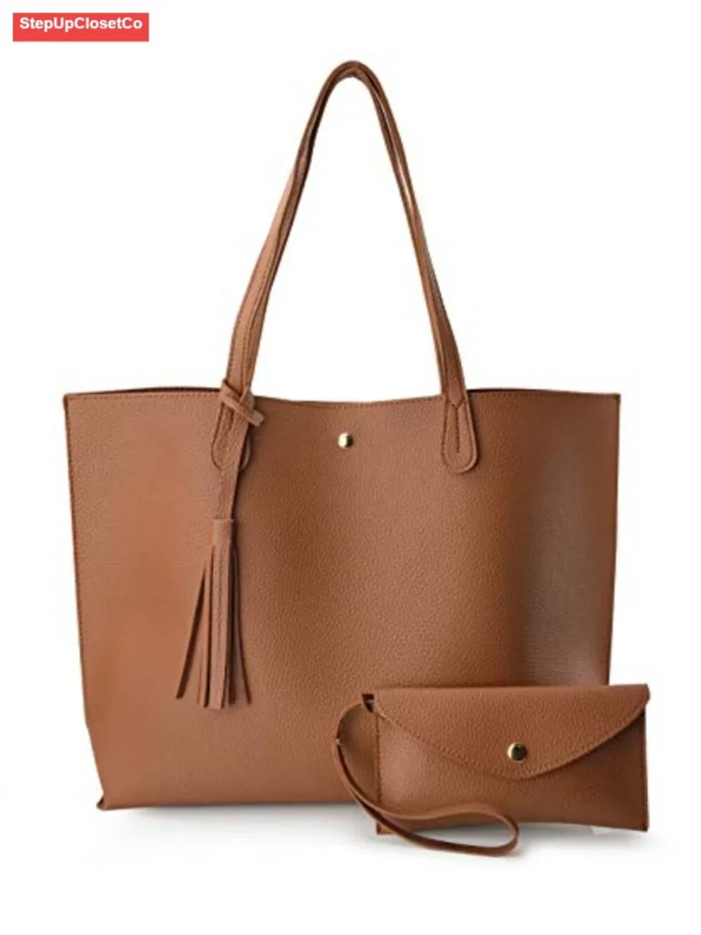 Minimalist Clean Cut Pebbled Faux Leather Tote Women's Shoulder Handbag